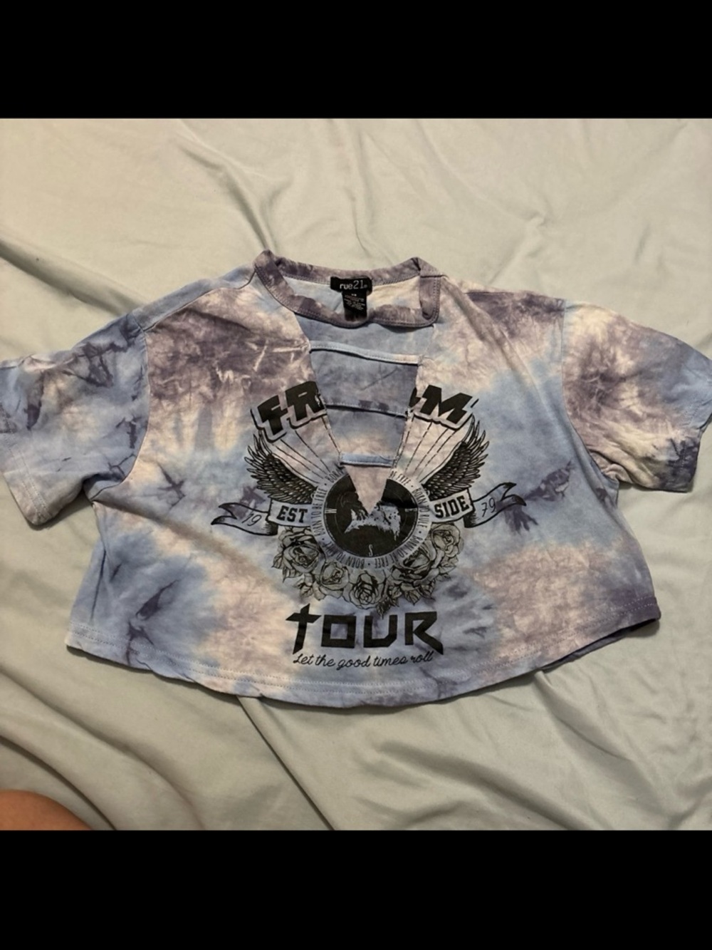 Rue21 Blue Lavender Tie-Dye Graphic Crop Top